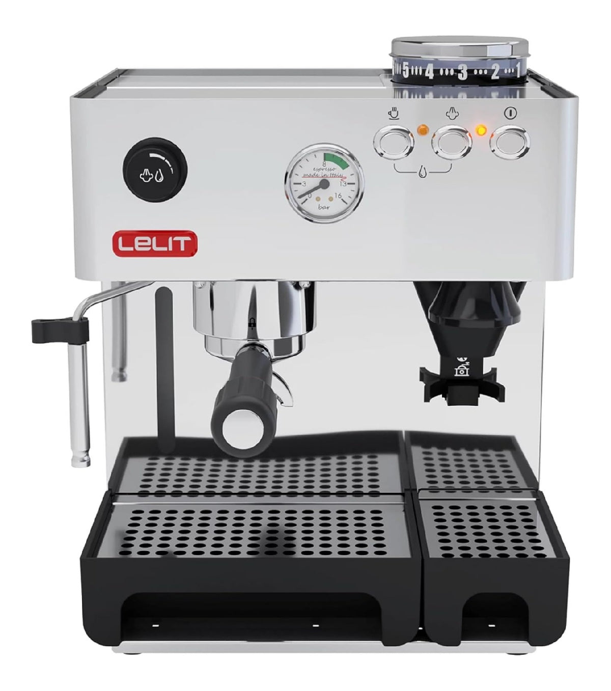Machine espresso compacte moulin integre buse vapeur inox