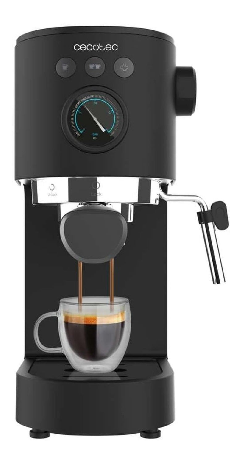 Expresso Compact Noir 20 Bars Cadran Pression Buse Vapeur