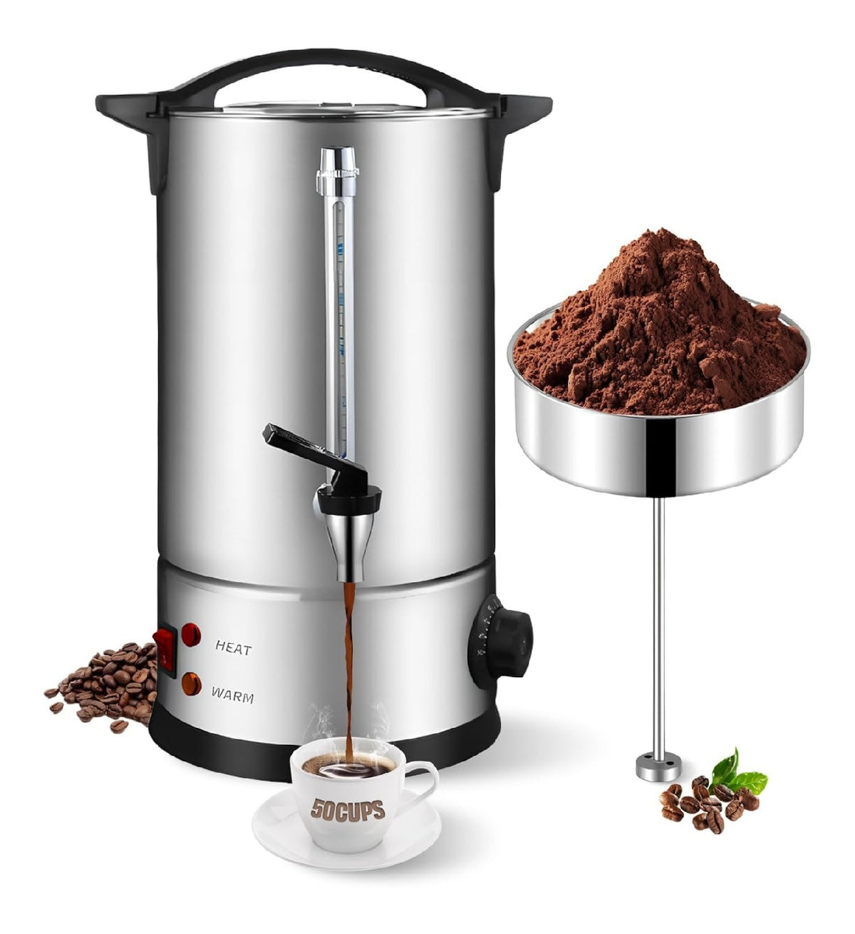 Percolateur 8 L Inox Double Paroi 60 Tasses Robinet Distribution