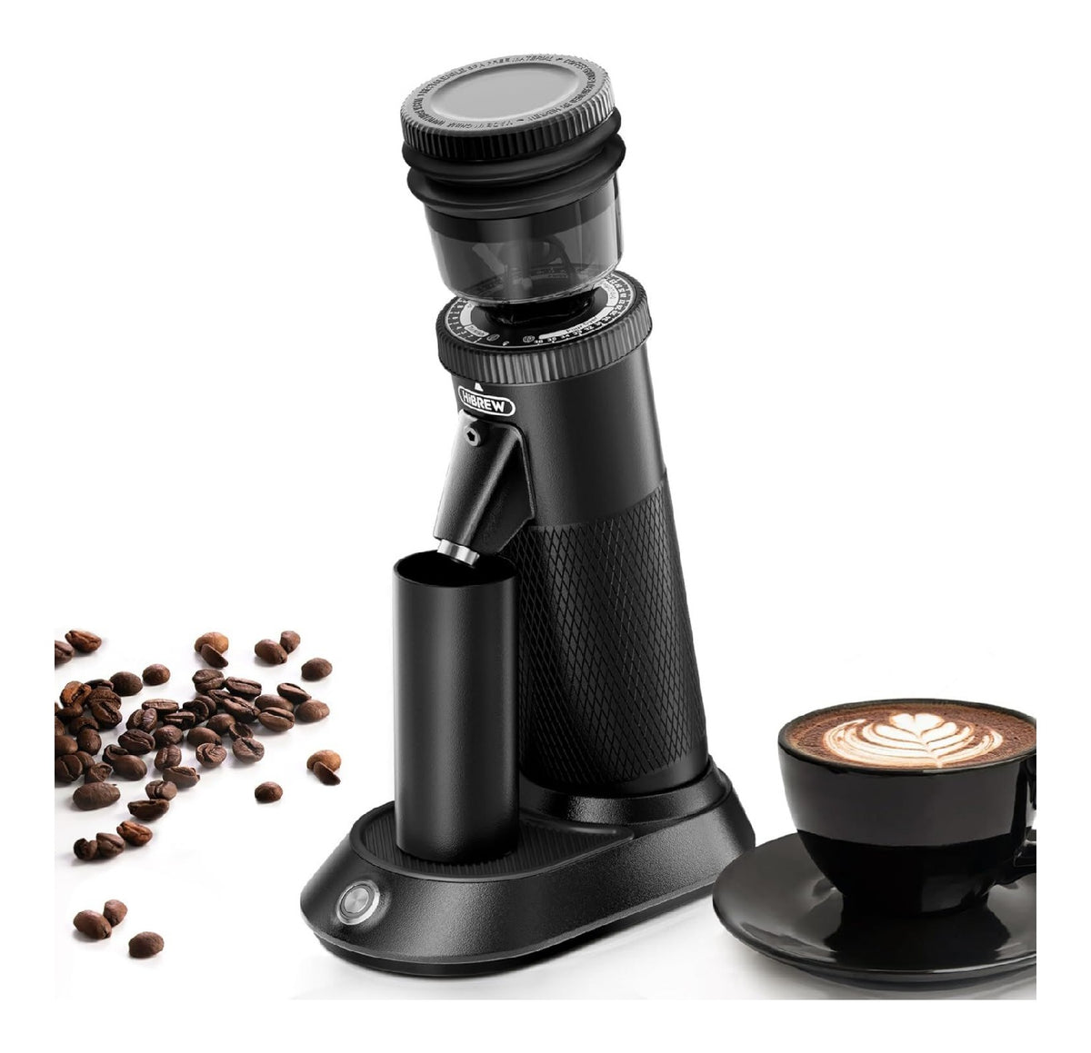 Moulin electrique compact alliage aluminium noir meule conique reglable vertical