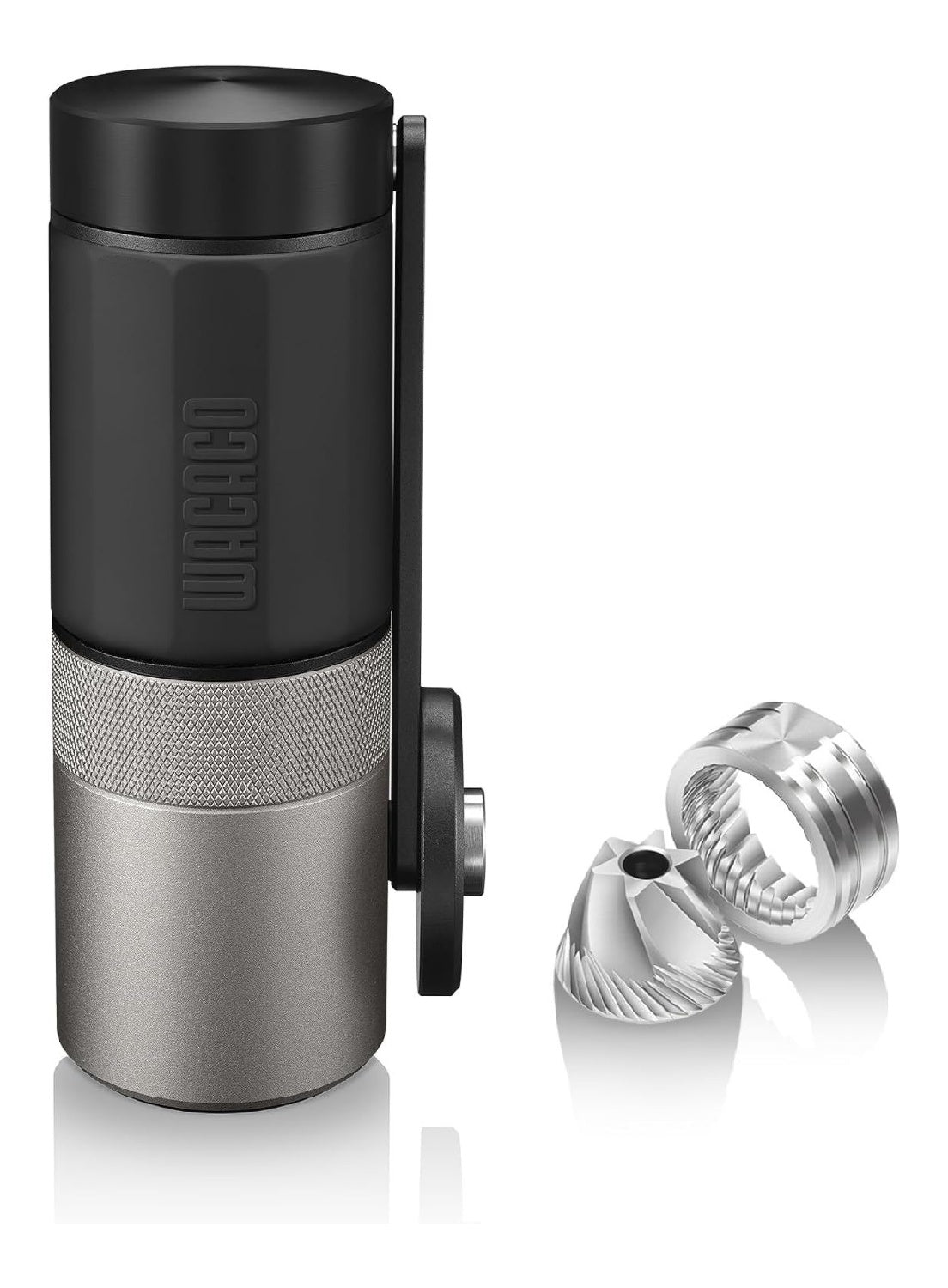 Moulin manuel Exagrind meules coniques acier noir argent design unique compact