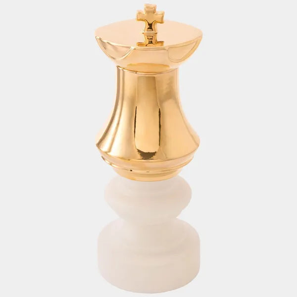 Gambit Queen Jar, White/Gold