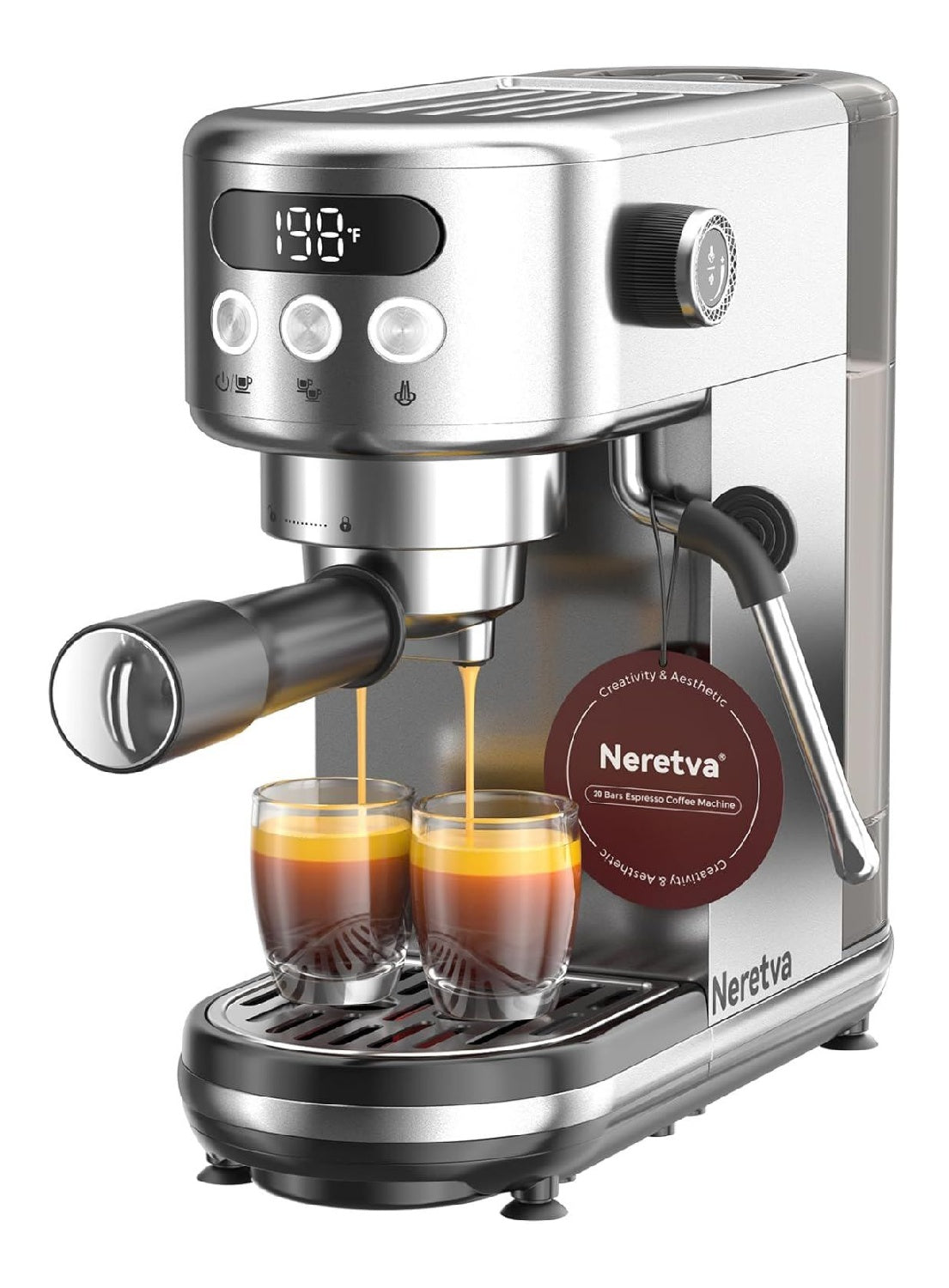 Machine espresso compacte 20 bars inox ecran digital porte-filtre pro