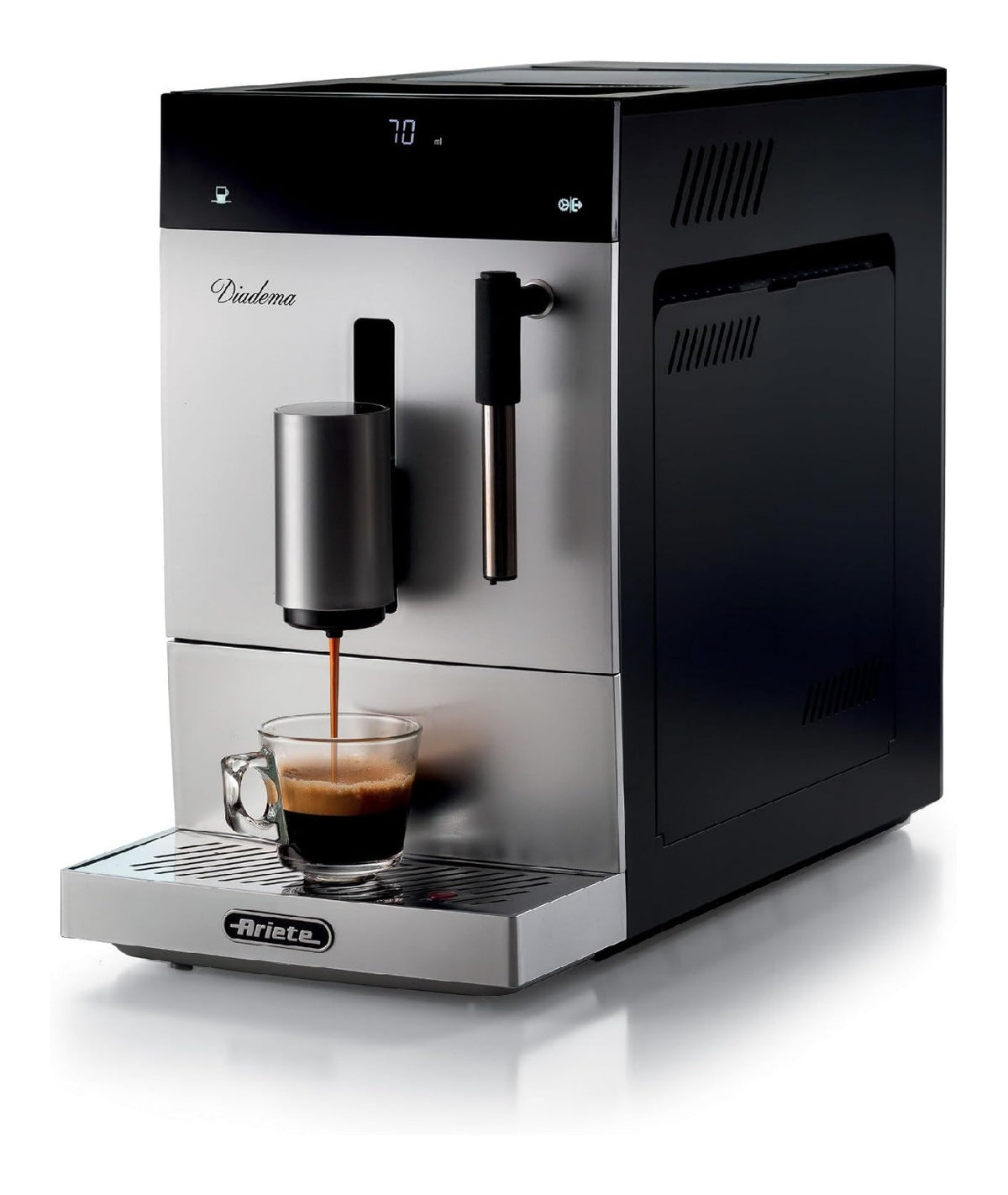 Machine Expresso Auto 1 Clic Cappuccino Chauffant Noire Ecran LED Bec Reglable
