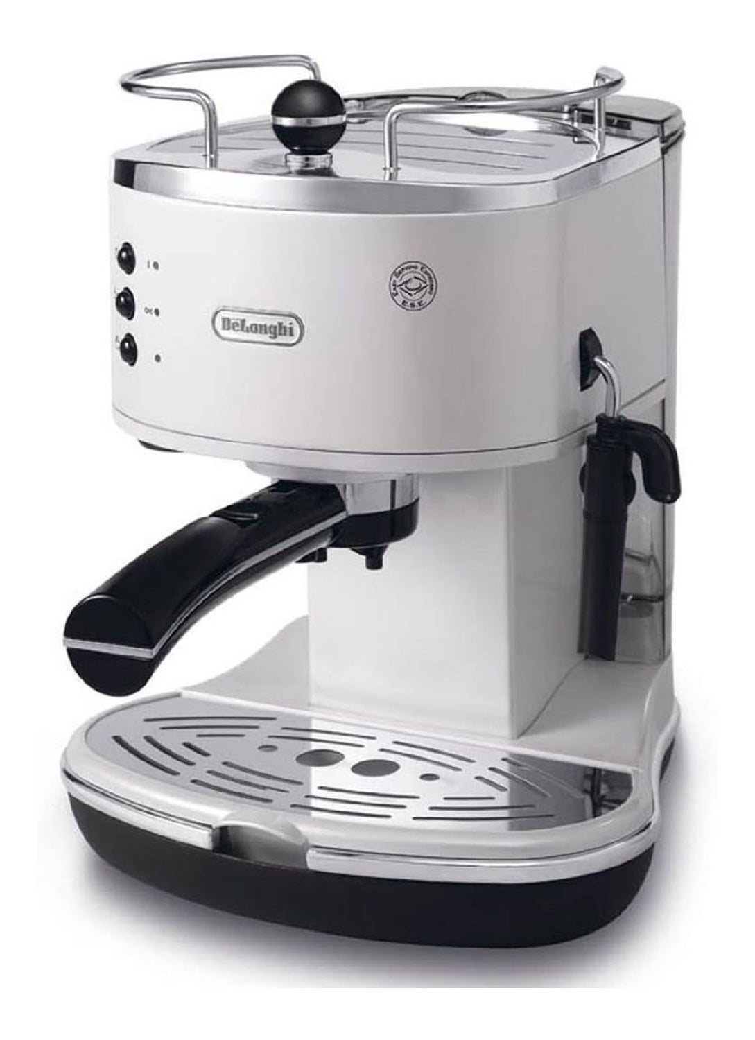 Machine Expresso Vintage Blanche avec Buse Vapeur et Chauffage Tasse