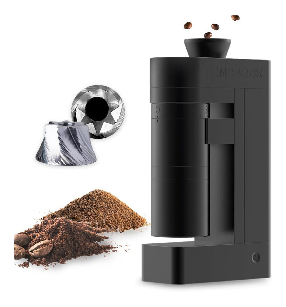 Moulin electrique a cones 53mm noir mat vertical minimaliste toutes methodes
