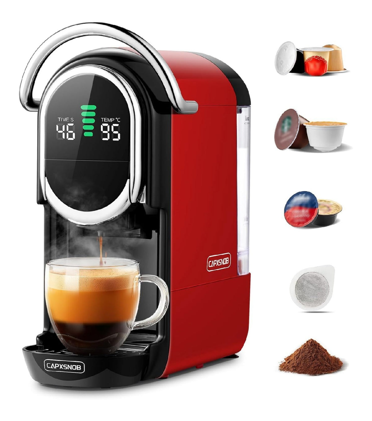 Machine Multi-Capsules Rouge 20 Bars avec Ecran LCD et Control Temperature