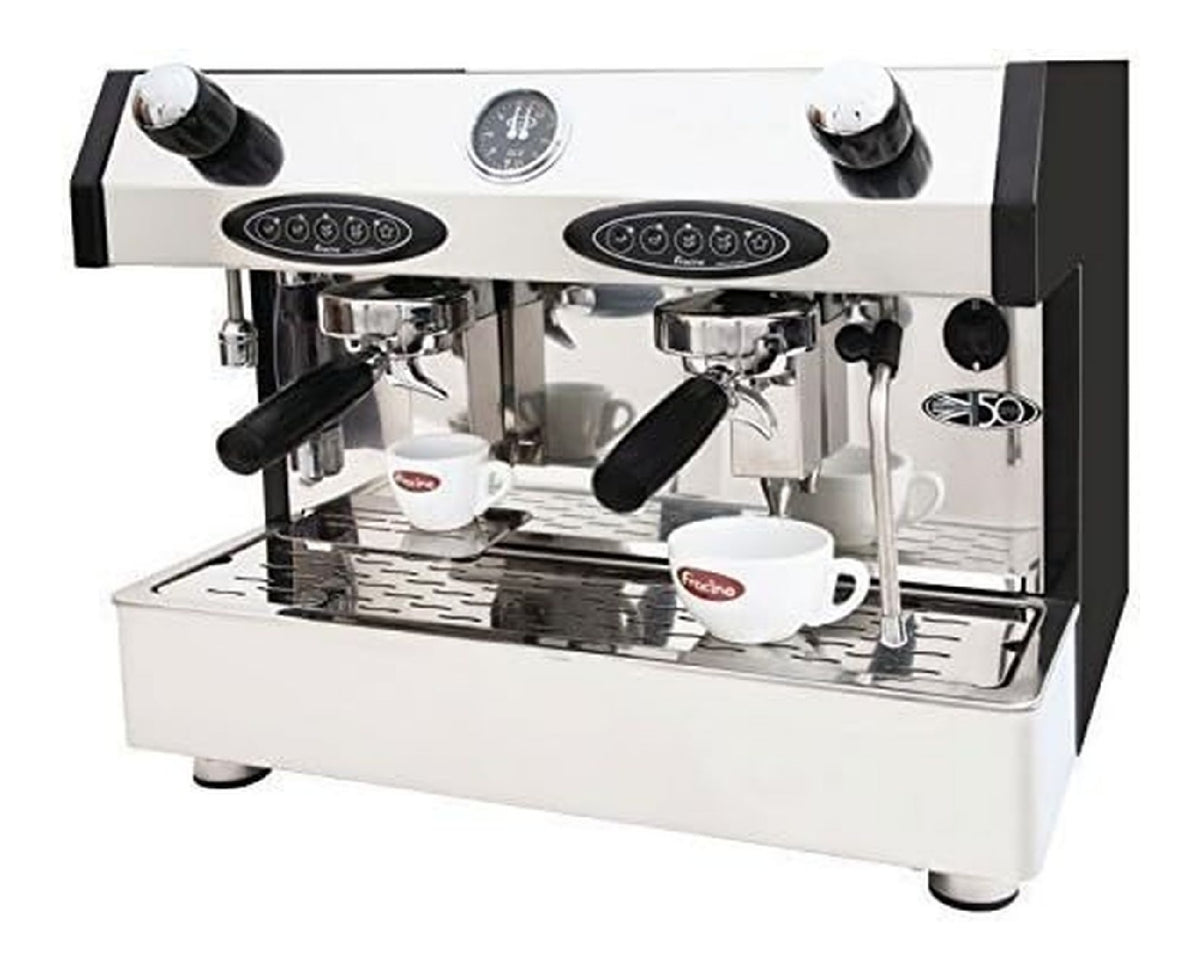 Machine Expresso Professionnelle 2 Groupes Inox Compacte pour Cafe et Snack