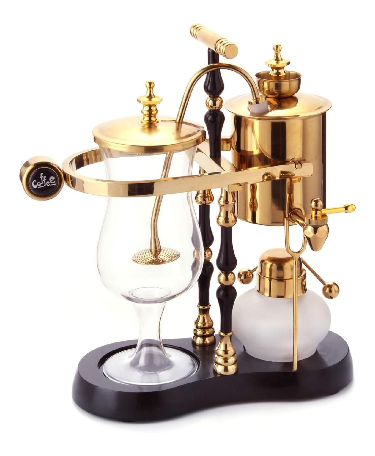 Siphon Belge de Luxe Or et Noir avec Socle Bois Noir et Contrepoids