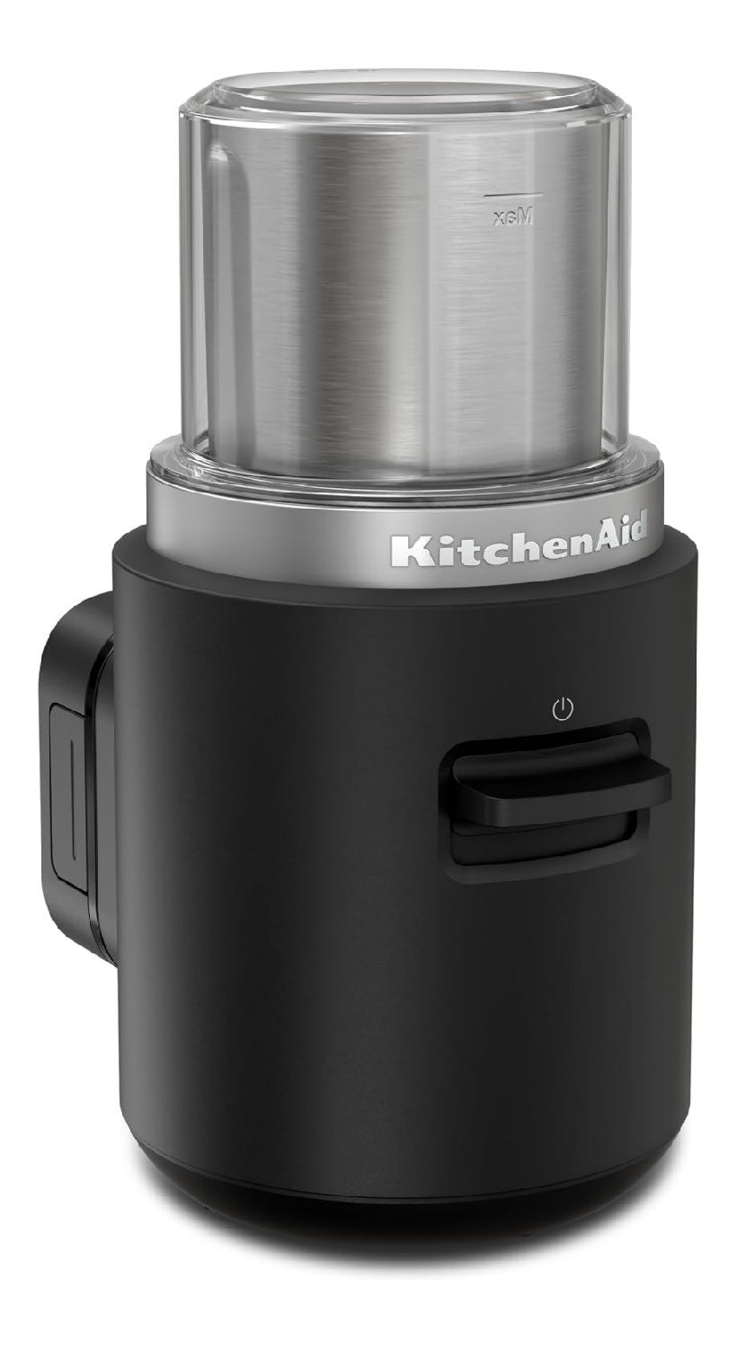 Moulin electrique sans fil 12V noir mat cuillere inox transportable rechargeable