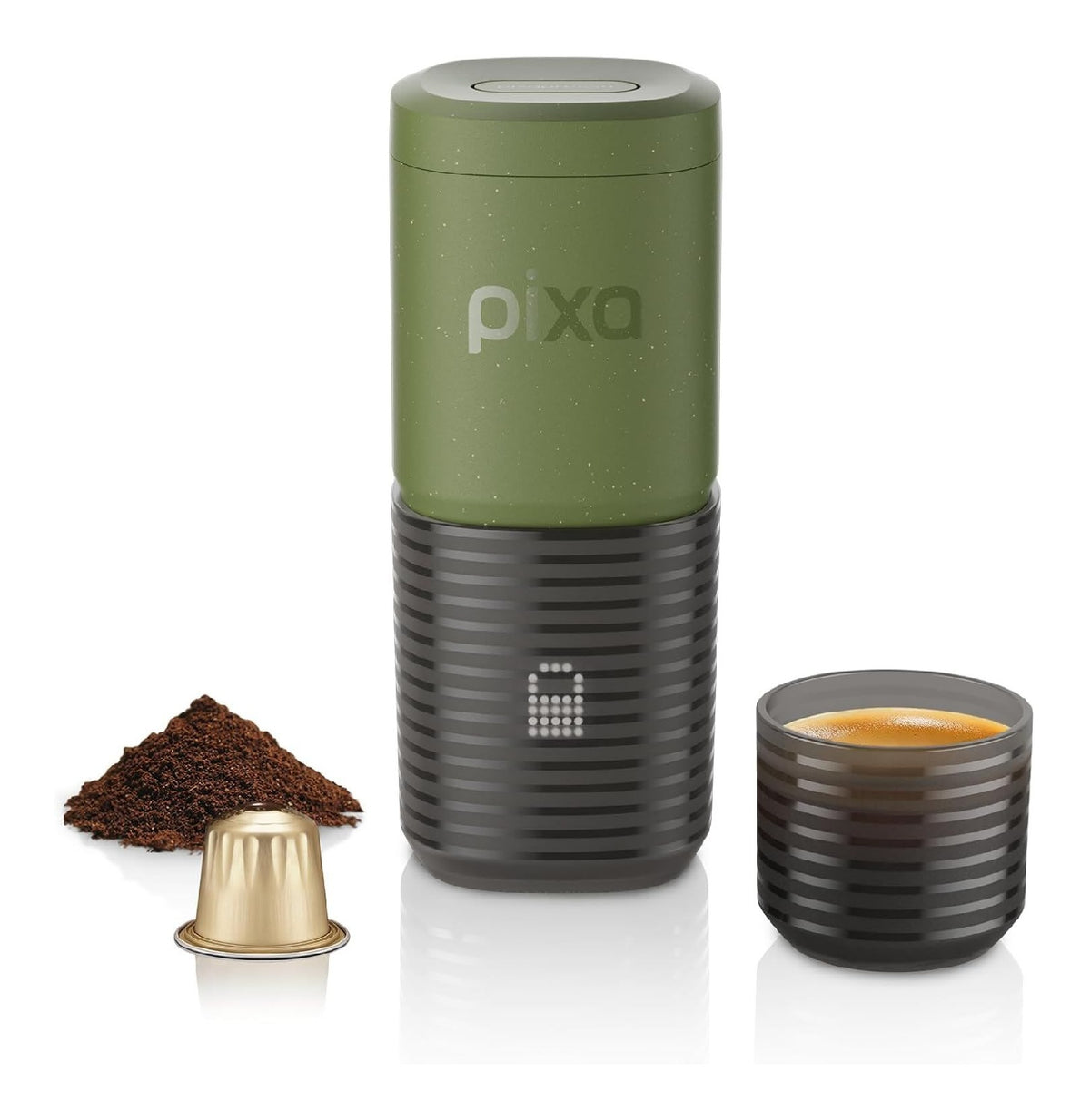 Machine a Cafe Portable Vert Olive pour Capsules et Poudre avec Tasse Incluse