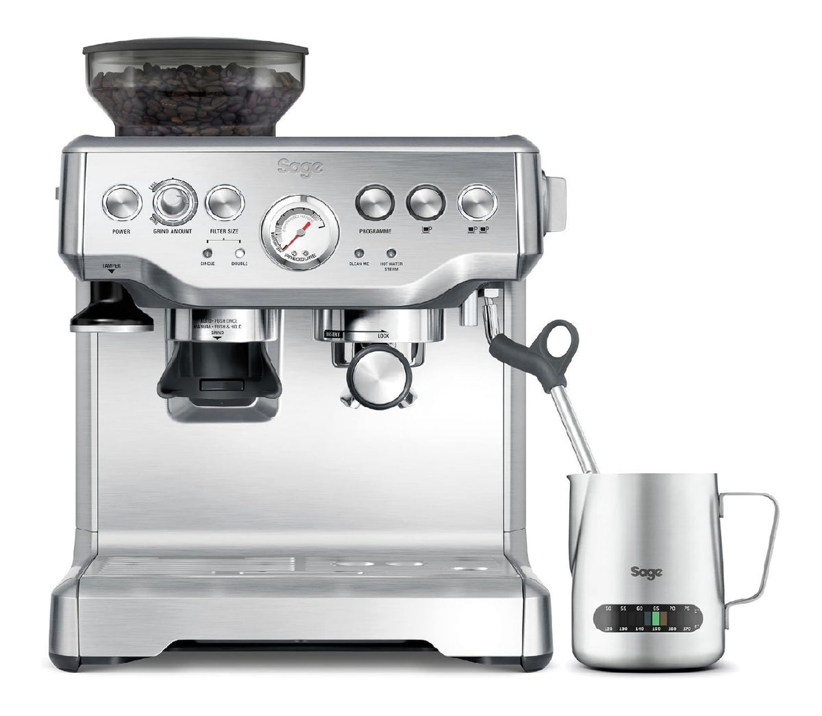 Machine espresso pro a moulin conique 16 reglages, manometre pression, pot a lait thermometre inclus