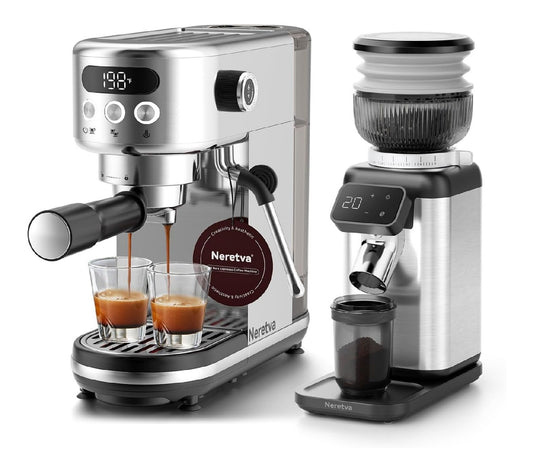Machine espresso 20 bars acier inoxydable moulin integre ecran digital buse vapeur