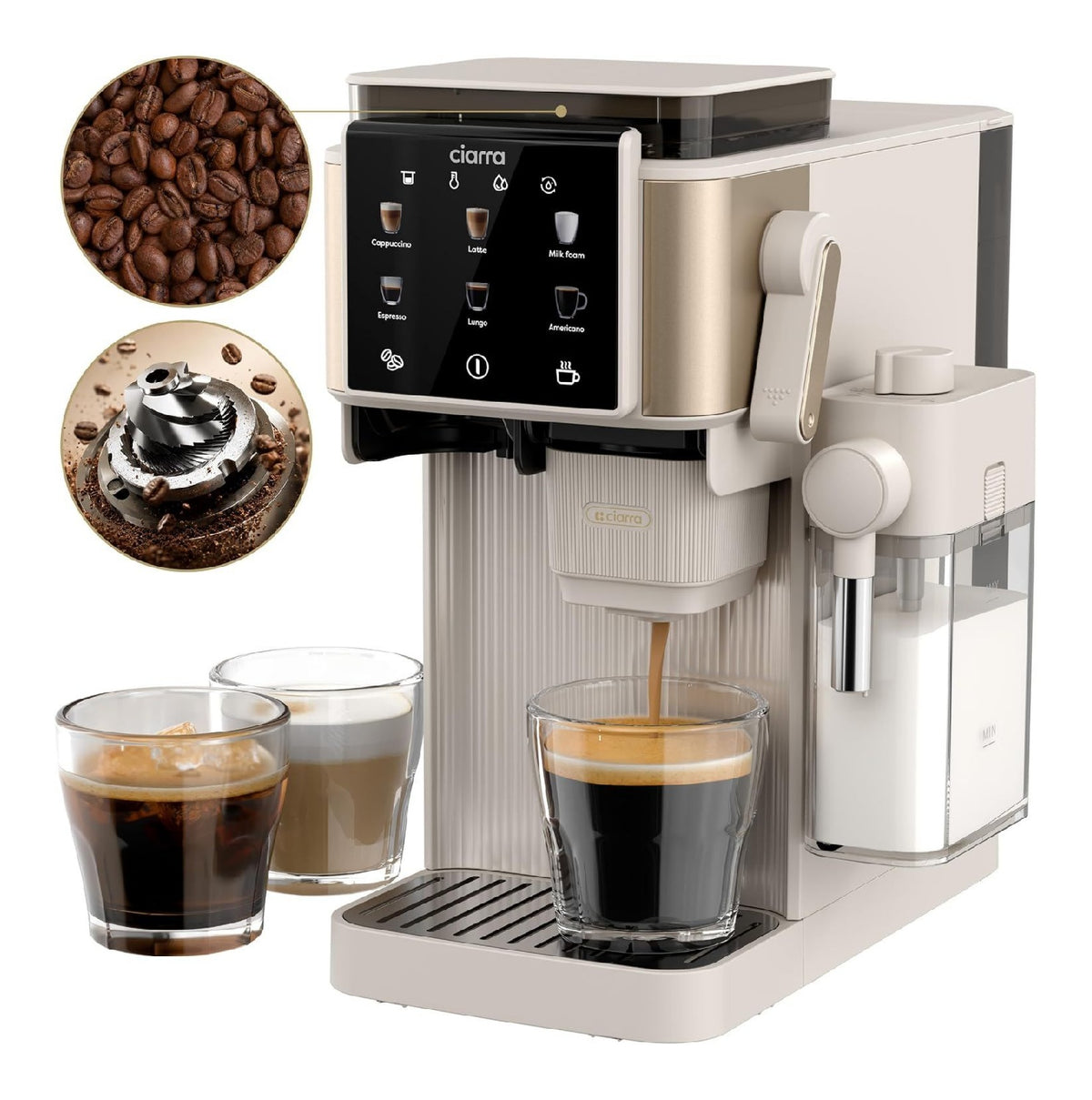 Machine expresso 15 bars broyeur cafe mousseur lait ecran tactile