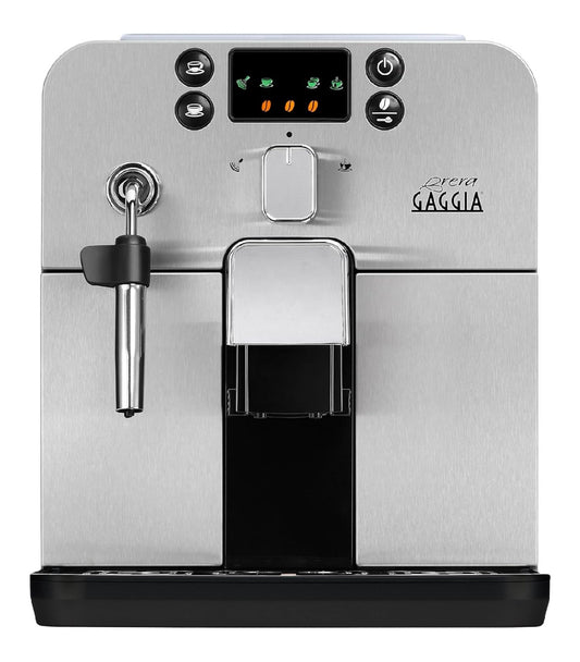 Machine grains compacte inox, expresso par grain, buse vapeur, design italien classique