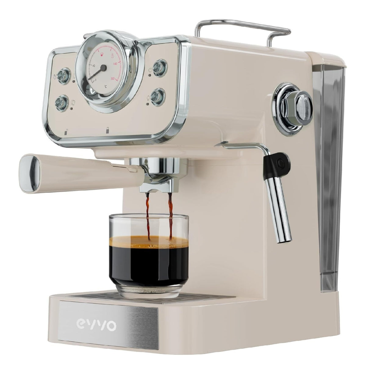 Cafetiere Expresso Retro Beige 15 Bars 950W avec Thermometre Analogique
