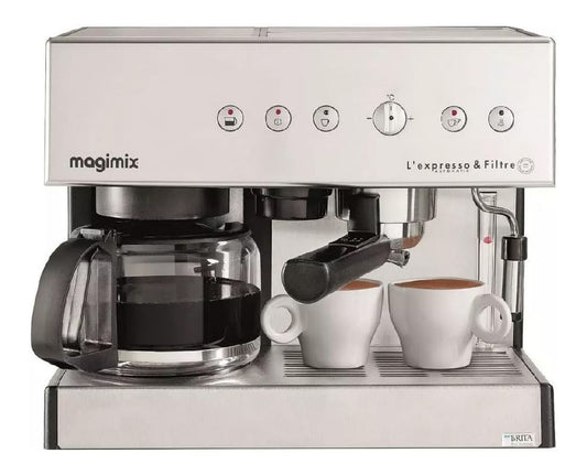 Machine combinee expresso et filtre inox chrome mat 1.8L 15 bars