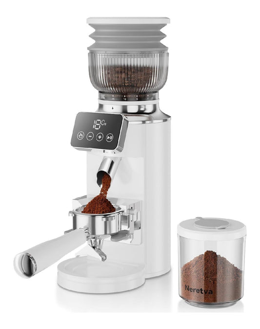 Moulin expresso conique 3.0 inox porte-filtre ecran tactile blanc
