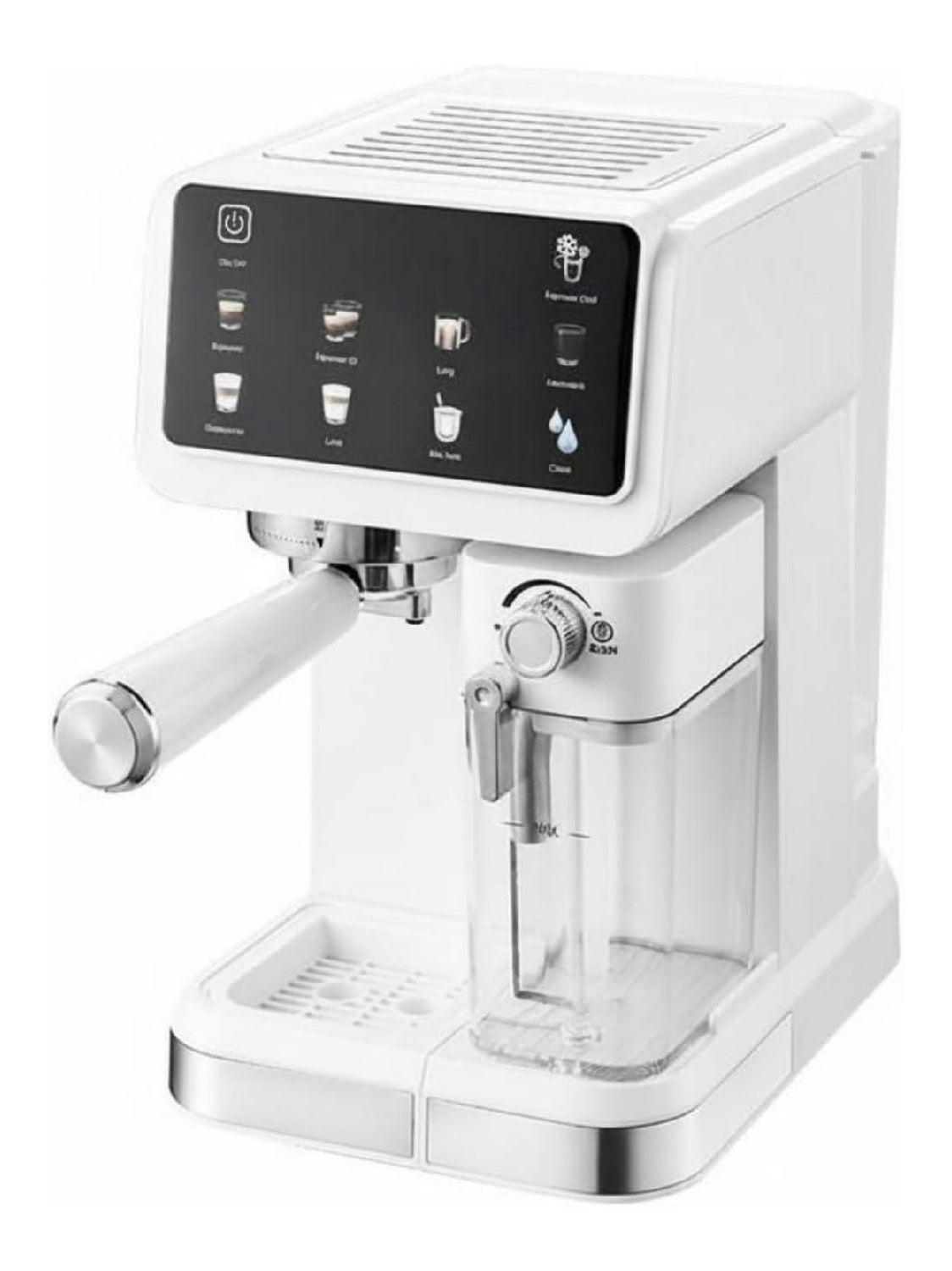 Machine Expresso Auto 20 Bars Ecran Tactile 6 Modes Mousse Lait Auto 1.8L Blanche