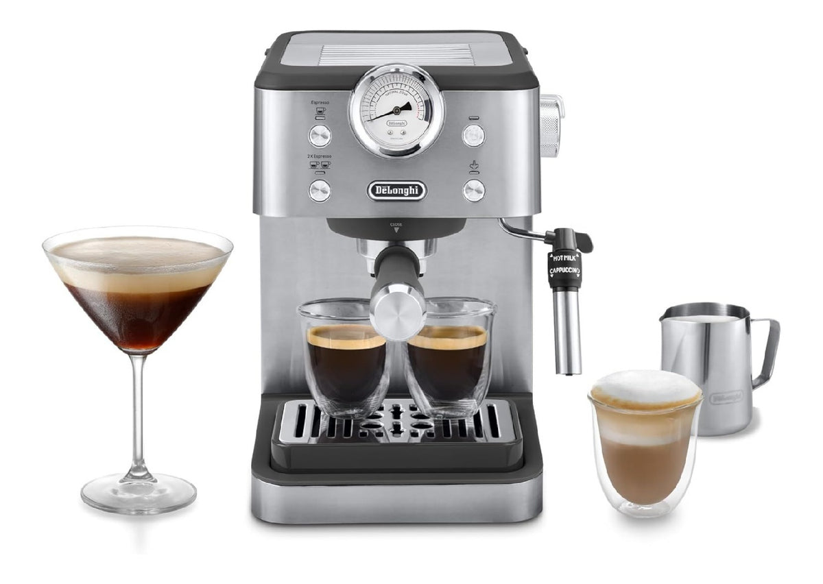 Machine cafe manuelle barre vapeur manometre pression design professionnel