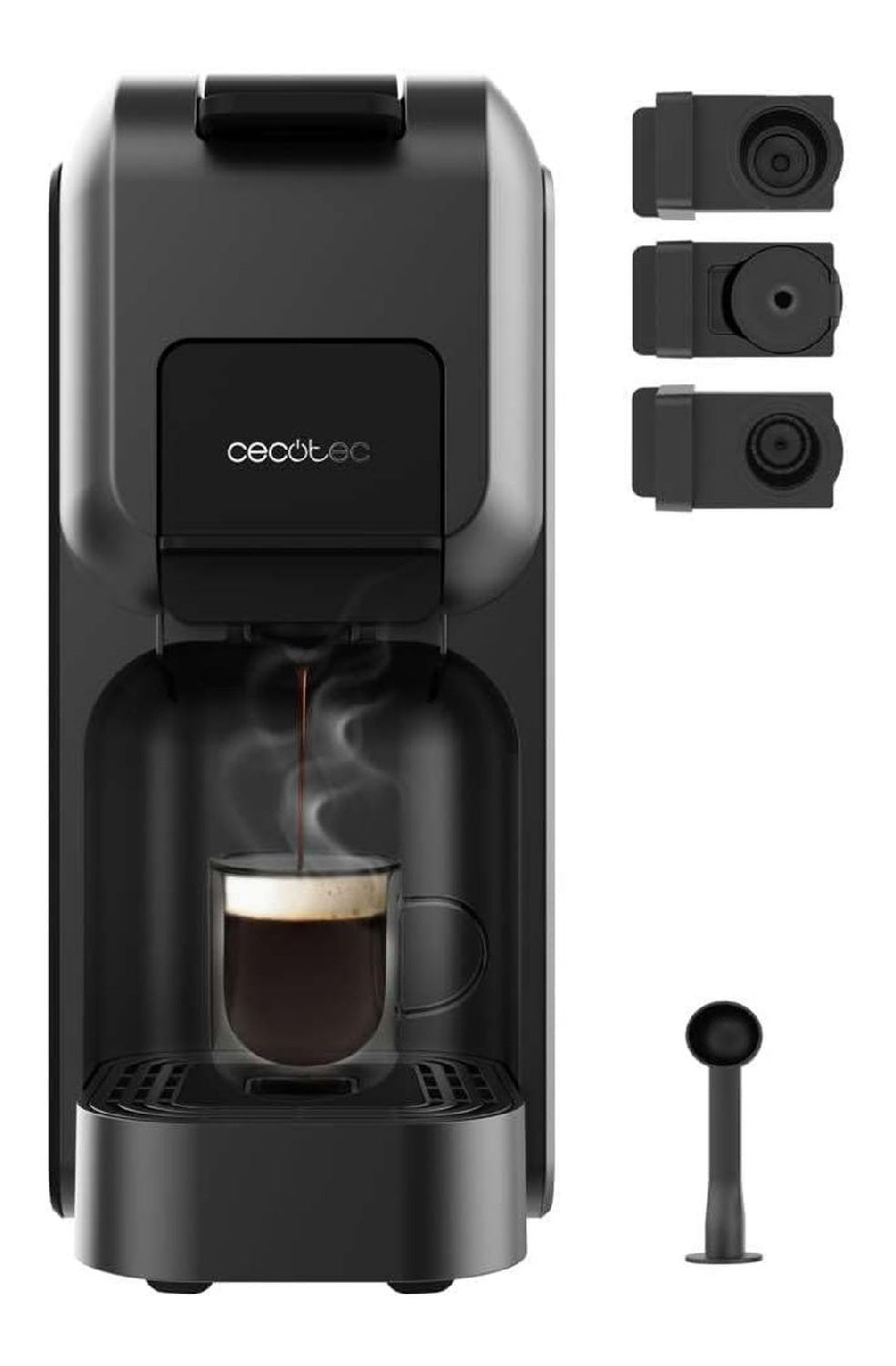 Machine Capsules Multi-Systeme Compacte Noir 3 Adaptateurs