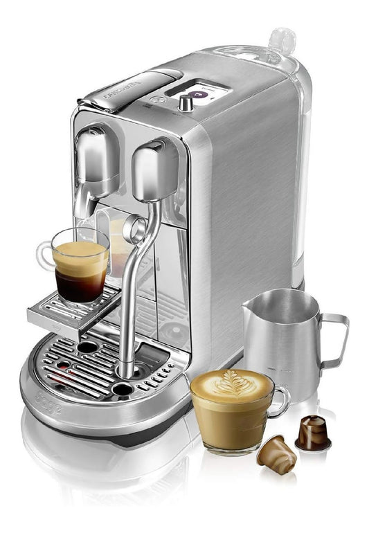 Machine a capsules en acier inoxydable, ecran TFT tactile, 7 recettes et 8 textures de lait reglables