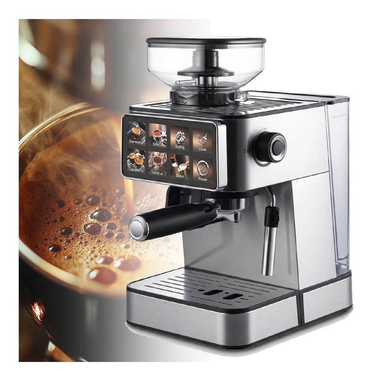 Expresso grain broyeur integre ecran tactile porte-filtre doseur