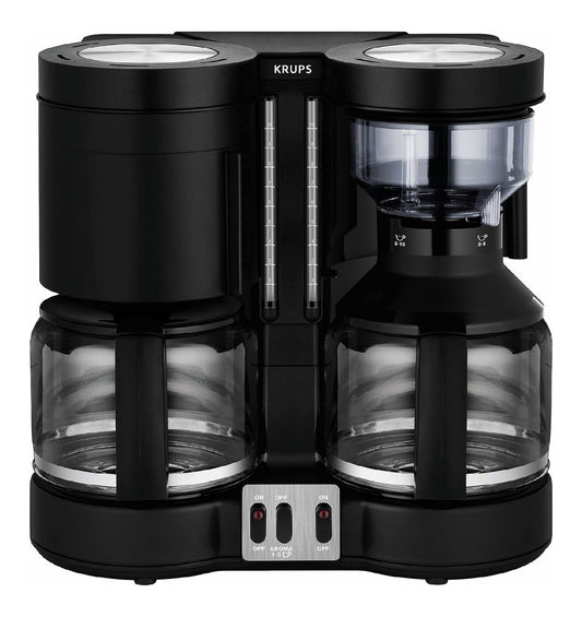 Machine combinee double cafetiere filtre expresso 10 tasses noir