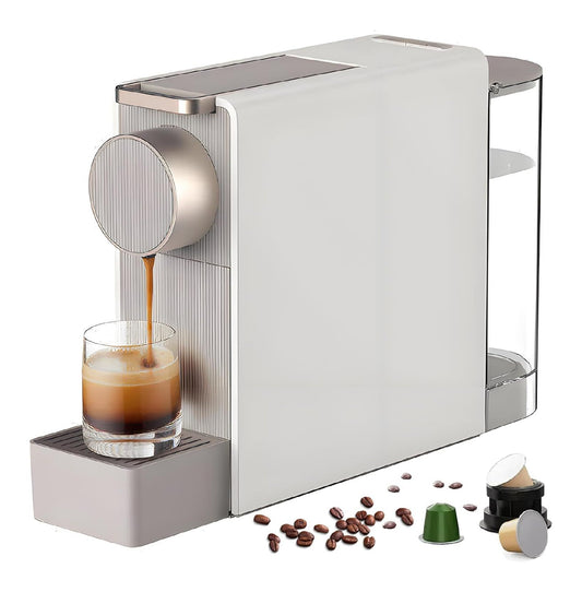 Machine a Capsules Blanche 1200W Extraction Rapide Compatible Espresso et Cappuccino