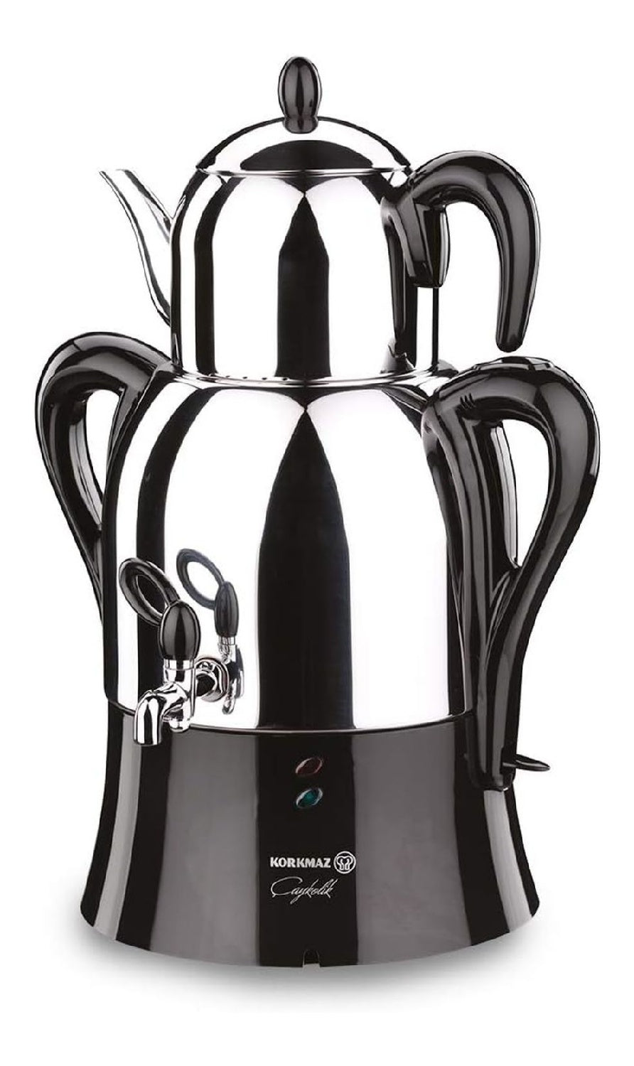 Samovar Electrique Noir Inox Poli Theiere Dessus Robinet Distribution