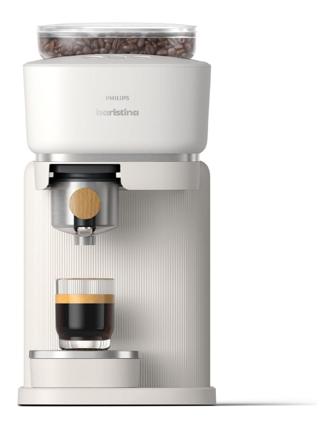 Expresso Grain Compact Blanc Creme Broyeur Integere Bois