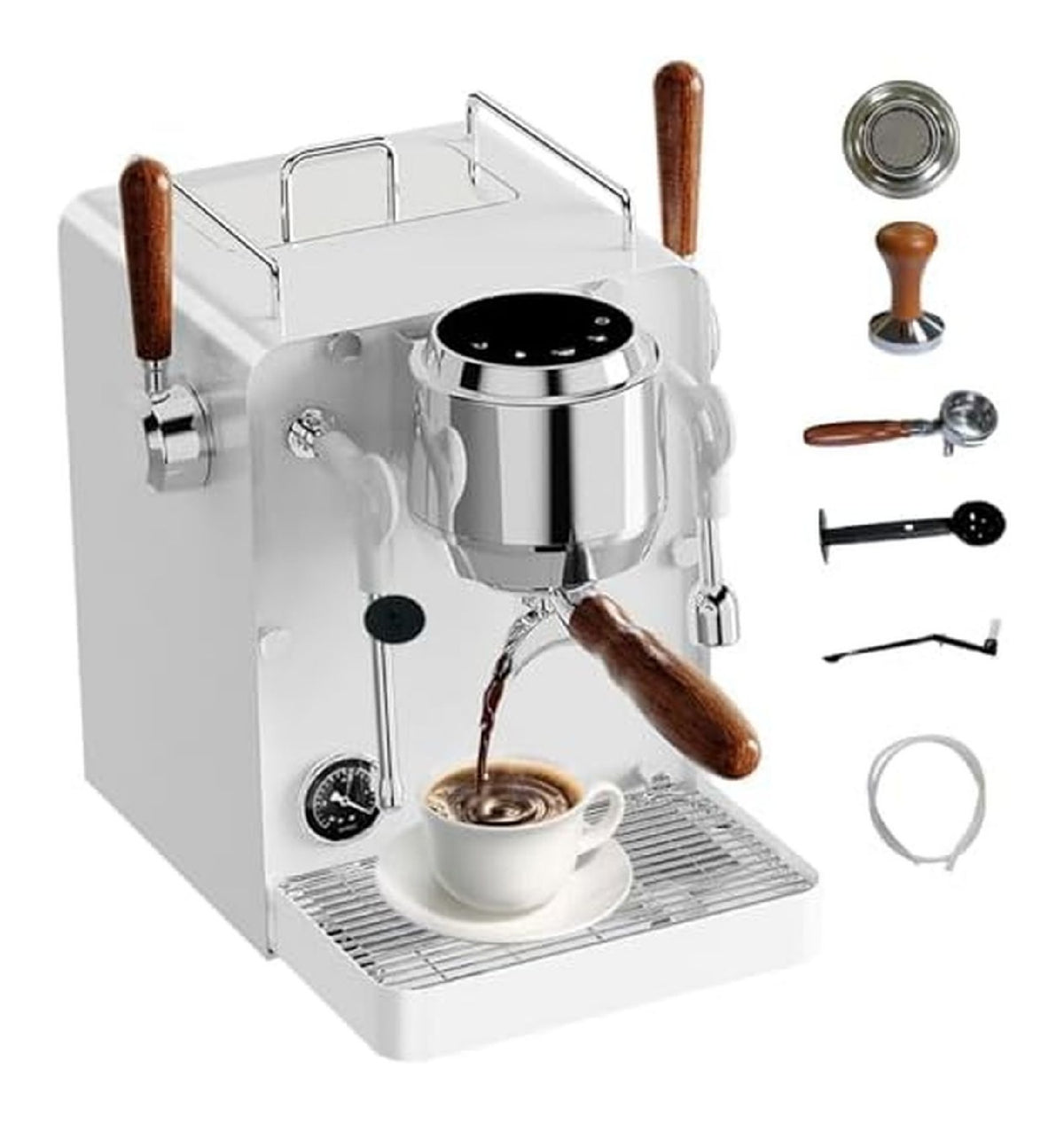 Machine Expresso 1350W 20 Bars 0.8L Double Pompe Ecran LCD Poignee Bois