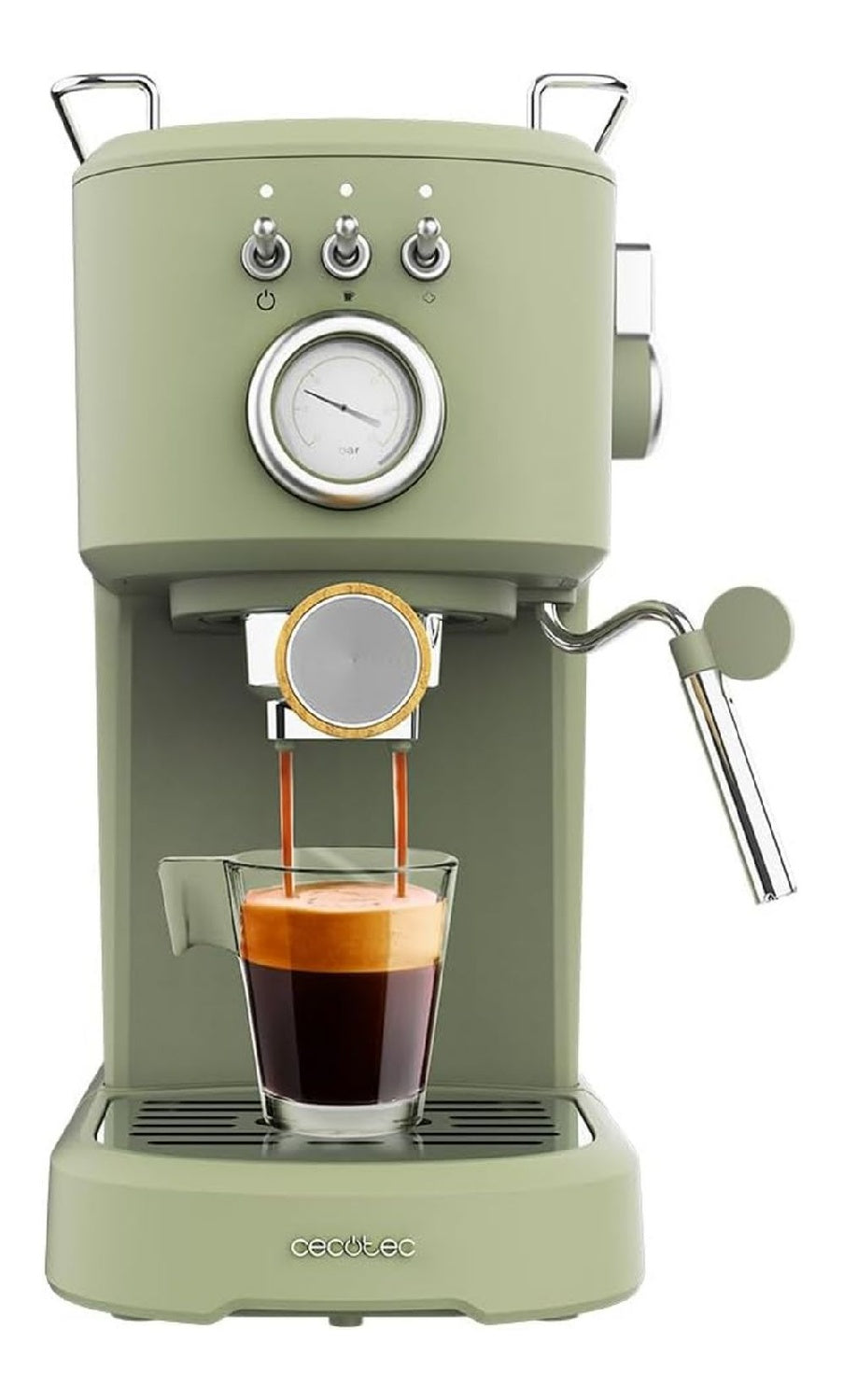 Machine expresso 20 bars 1100W buse vapeur manometre retro vert