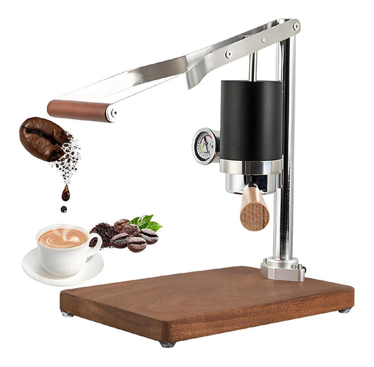 Machine Expresso Manuelle Levier 0-20 Bars Manometre Bois Massif Sans Fil Portable