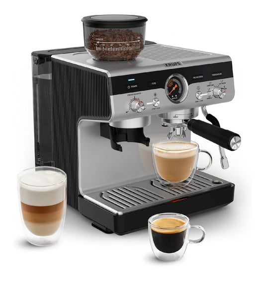 Machine Expresso Precision Broyeur Reglable Manometre Buse Vapeur Station Tamping Acier