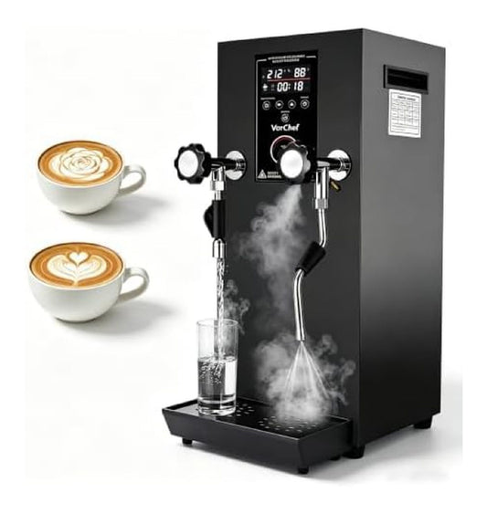 Mousseur a Lait Vapeur Professionnel 12L Double Buse LCD pour Cafe et Bar
