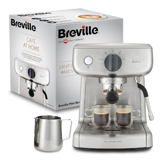Machine Expresso Mini Barista Inox 54mm avec Buse Vapeur et Pichet Lait