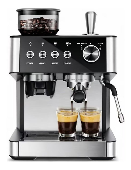Machine Expresso Professionnelle avec Moulin 150W Buse Vapeur et Porte-Filtre 58mm