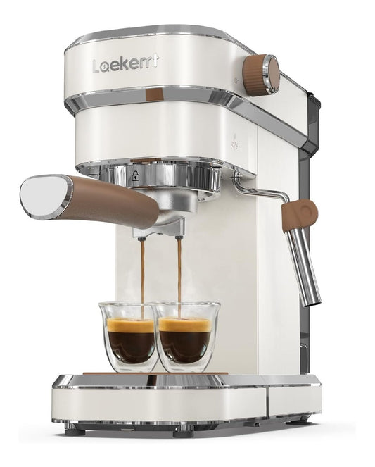 Machine Expresso Creme Retro 20 Bars Poignee Bois et Chrome pour Cappuccino