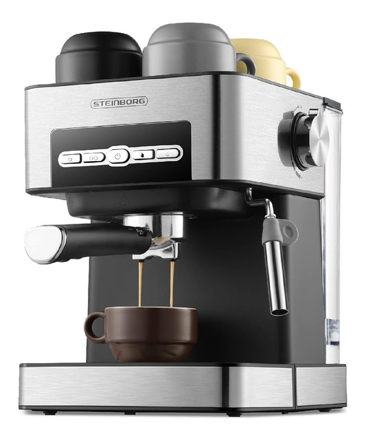 Machine Expresso 15 Bars 850W Acier Inoxydable avec Mousseur Lait 1.6L