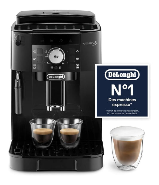 Cafetiere automatique a grains avec broyeur et mousseur lait 2-en-1