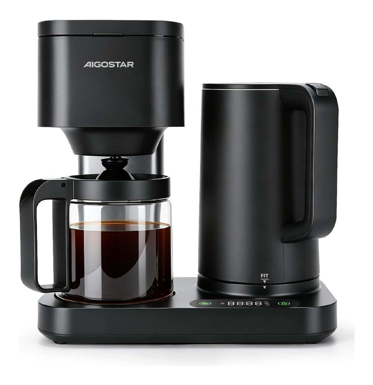 Cafetiere filtre 3-en-1 8 tasses theiere bouilloire ecran LED 60-100 C