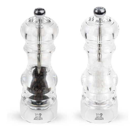 Duo moulins poivre et sel acrylique transparent 18 cm mecanisme precision