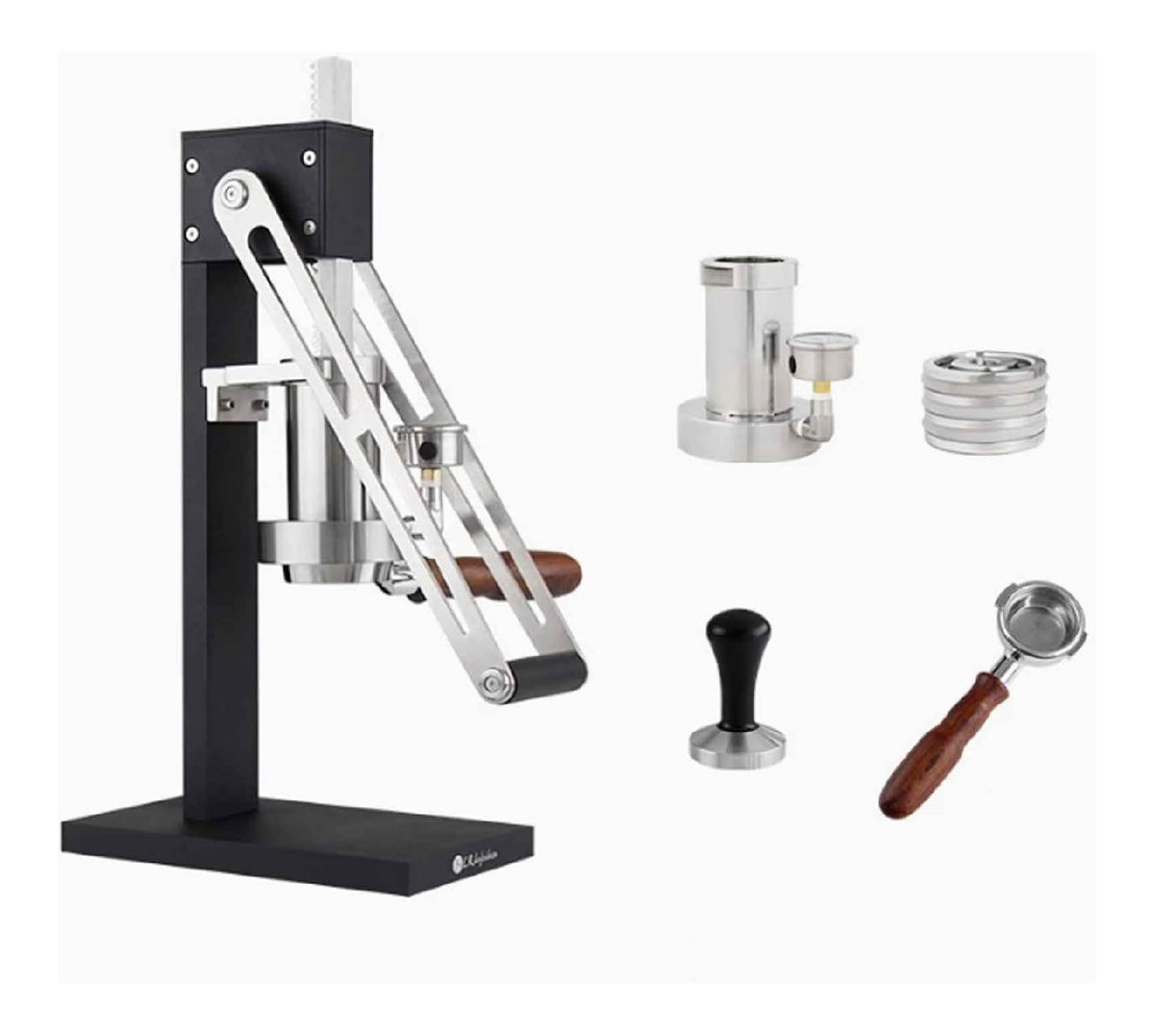 Machine Expresso Levier Noir et Inox avec Manometre Tamper et Porte-Filtre Complet