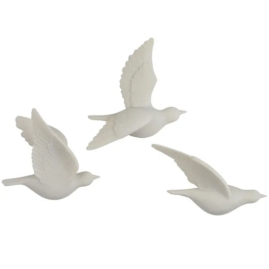 Horizon Bird Wall Decor, White, Set of 3