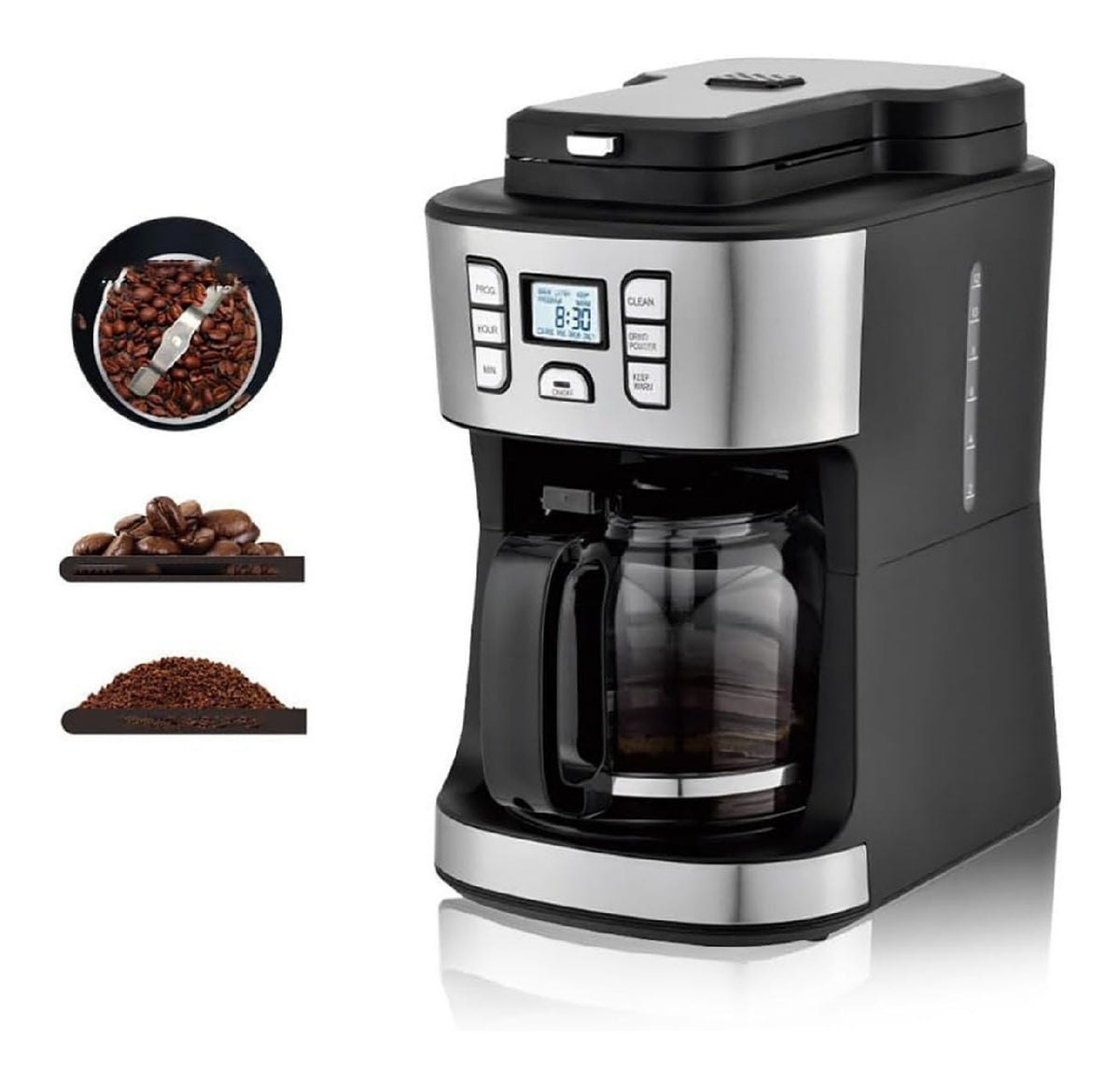 Machine Expresso Auto 1000W 1.8L Programmable 24h Maintien Chaud Goutte a Goutte