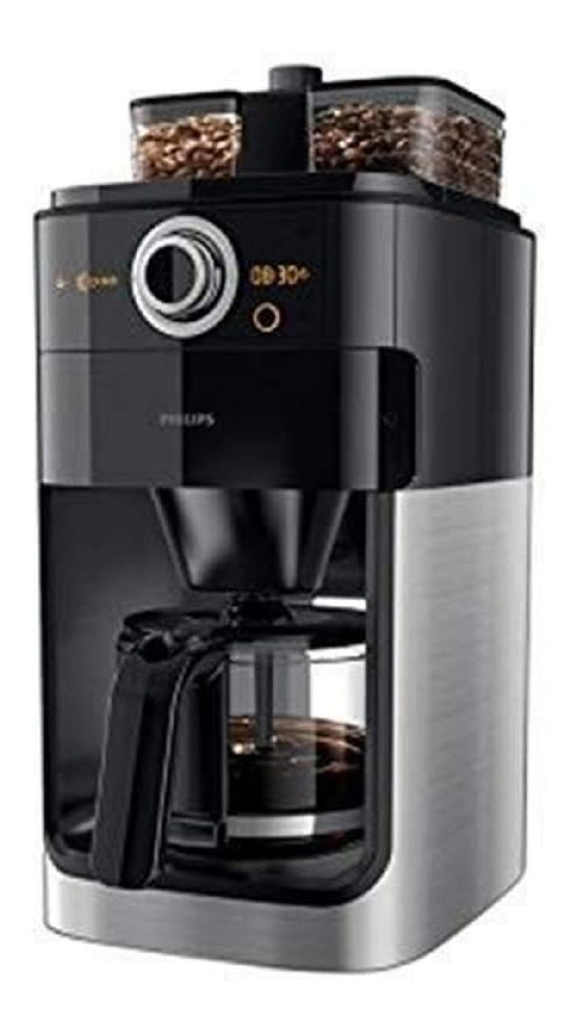 Machine a Cafe Double Bac Grains Auto Un Bouton 1100W 1.5L 3 Vitesses Mouture