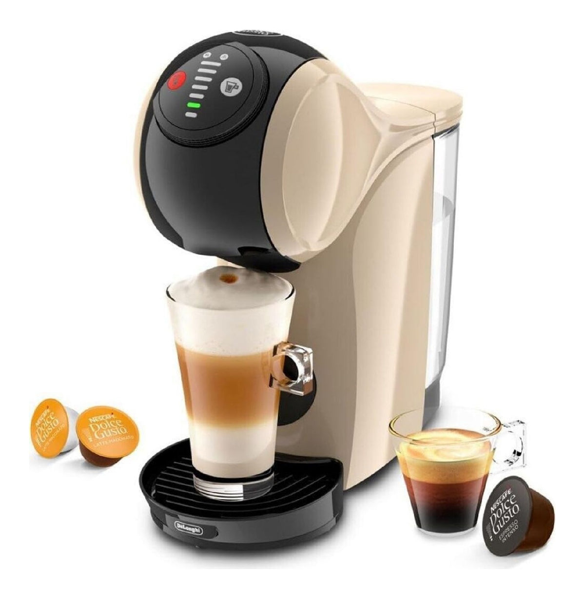 Machine capsules taupe creme, 15 bars, 40 boissons, extraction cafe pro, compacte auto