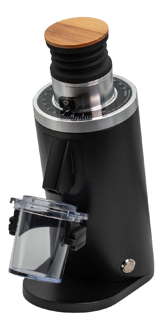 Moulin electrique vertical meules reglage 0-90 corps aluminium noir couvercle bois