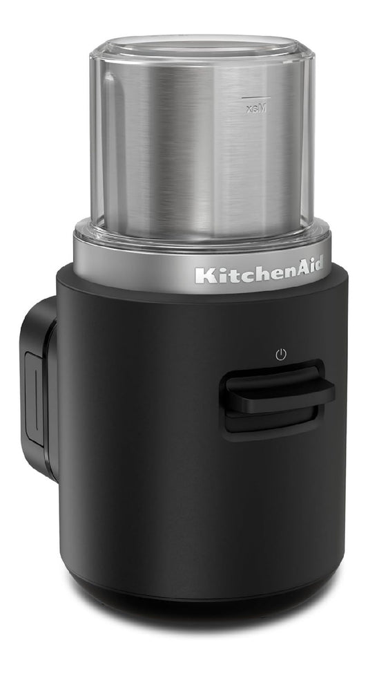 Moulin electrique sans fil 12V noir mat cuillere inox transportable rechargeable